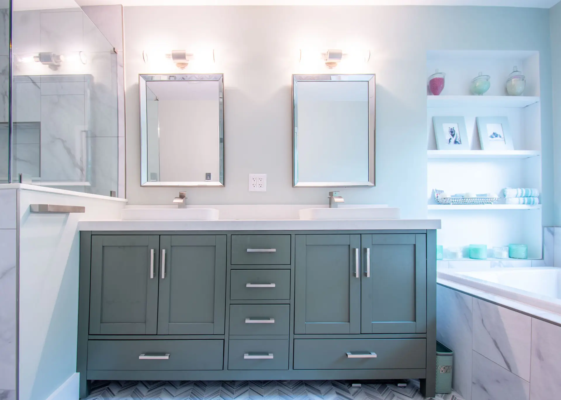 Contemporary double sink bathroom renovation by KD Pro Handyman Atlanta