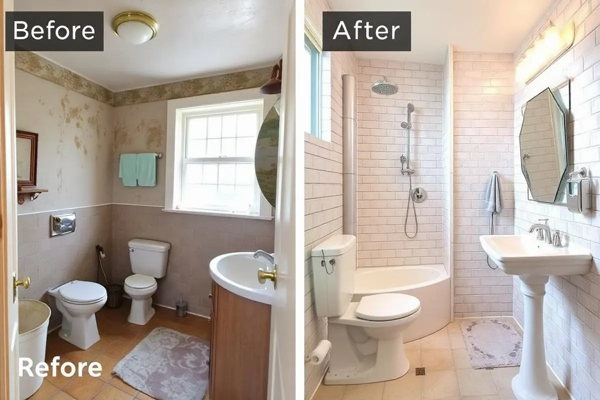 Before and after bathroom renovation comparison in Atlanta GA home