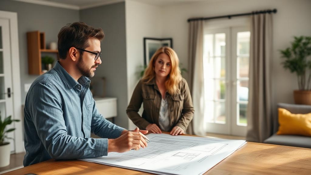 Licensed contractor explaining project scope and pricing to a homeowner