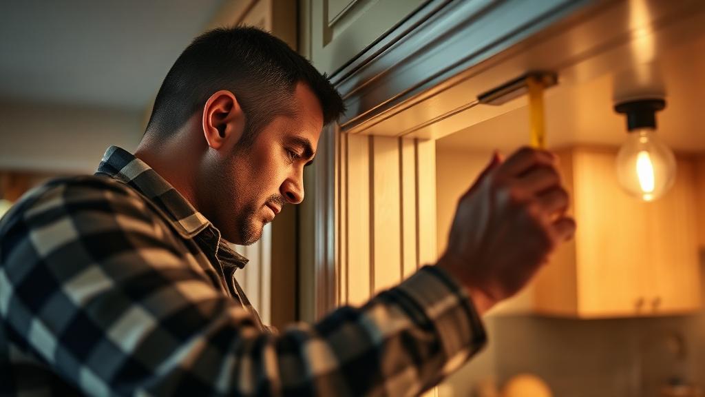 Handyman paying attention to detail during kitchen repair in Atlanta