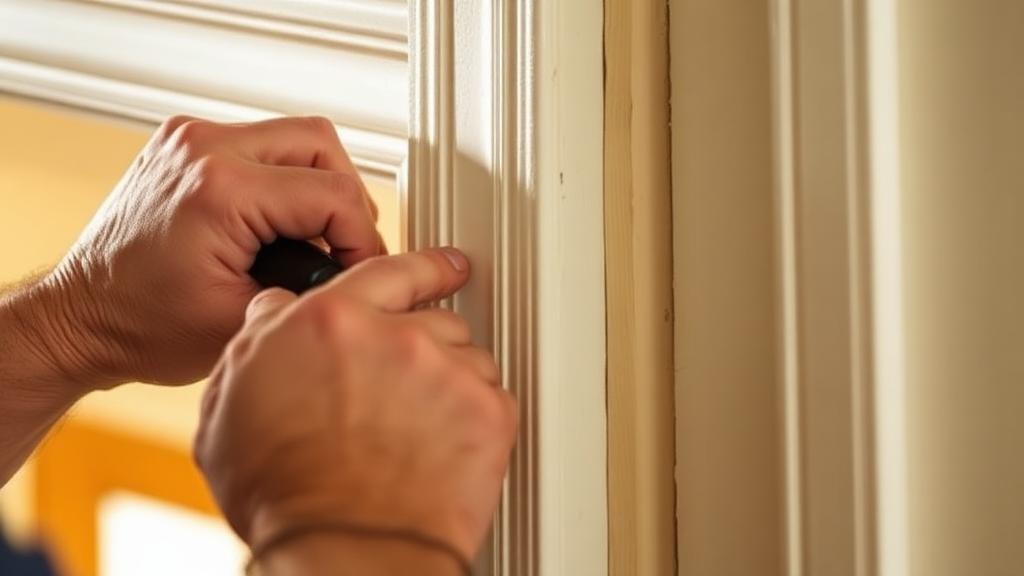 Handyman performing trim and molding repair in Atlanta home
