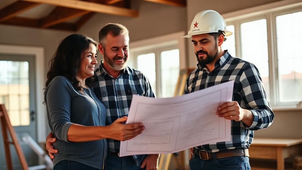 Homeowner meeting with a licensed general contractor in Atlanta to discuss a renovation project